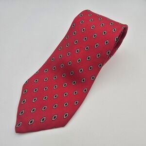 Vintage Christian Dior Red Silk Jacquard Pattern Men's Necktie Made in Italy Tie